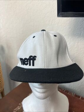 Neff White Crown Black Brim Snapback Hat